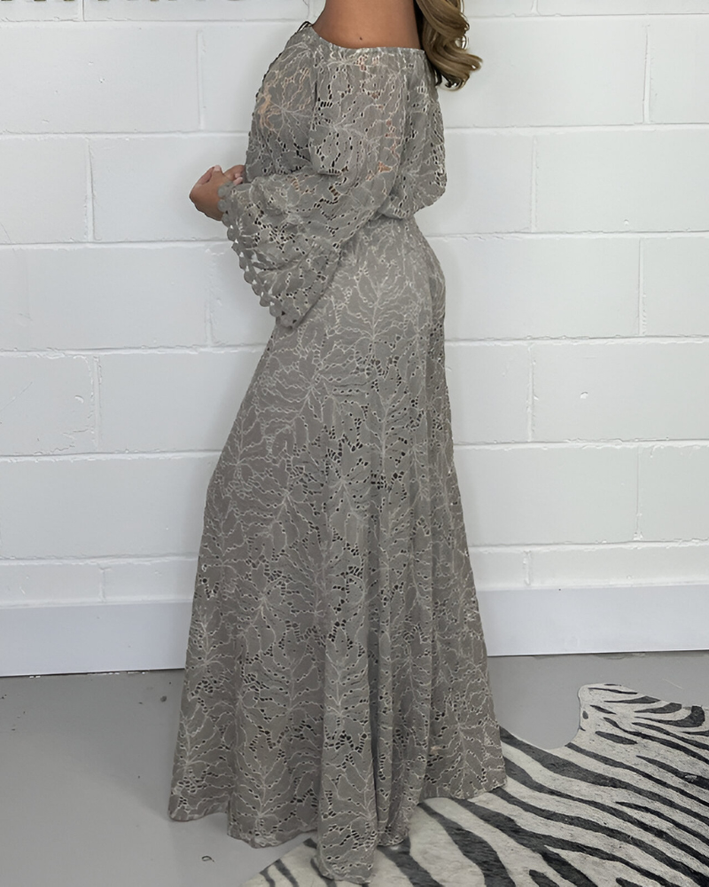 Schouderloos kanten jurk met ruime snit – Boho-chic ontmoet elegantie