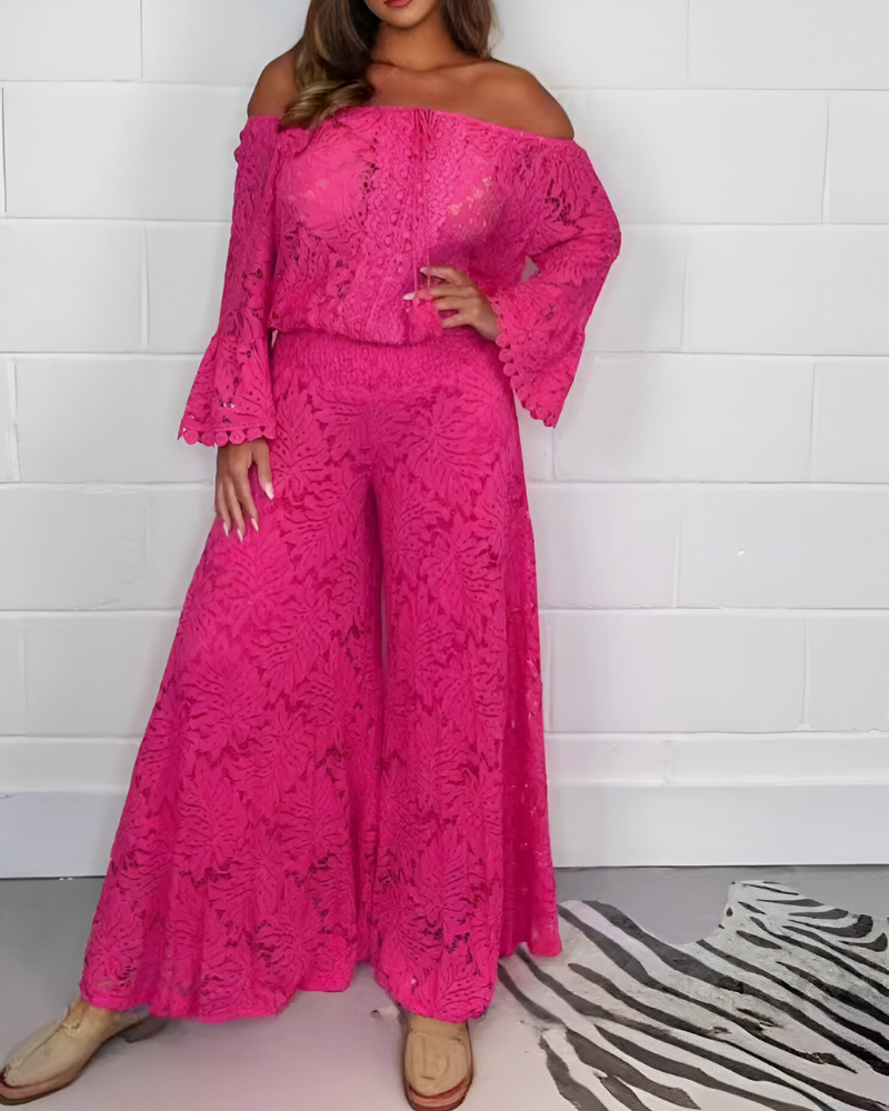 Schouderloos kanten jurk met ruime snit – Boho-chic ontmoet elegantie